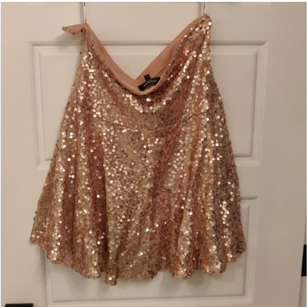 Guess Fit and Flair Rose Gold Sequin Skirt